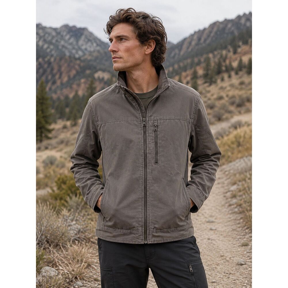 KÜHL Burr Brown Gray Full Zip Canvas Outdoor Jacket Coat   Mens Size medium